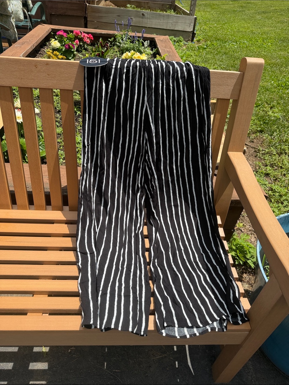 NWT one5one 151 Black and White Vertical Stripe Wide-Leg Pants Med